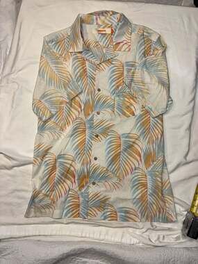 ambsn California Men's Tropical Palm Leaf Short Sleeve Button Up Shirt XL